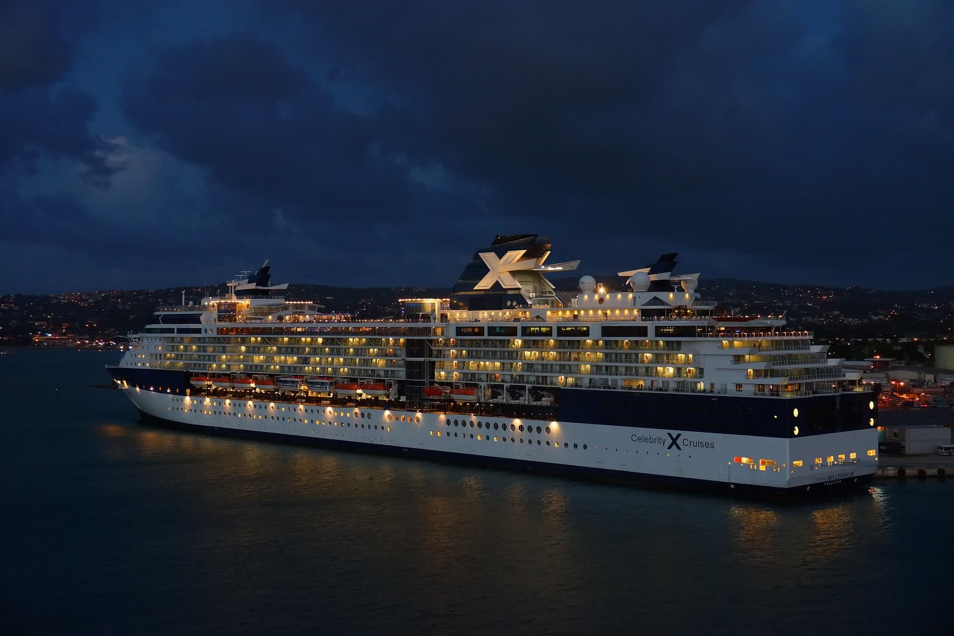Maritime port with vessels